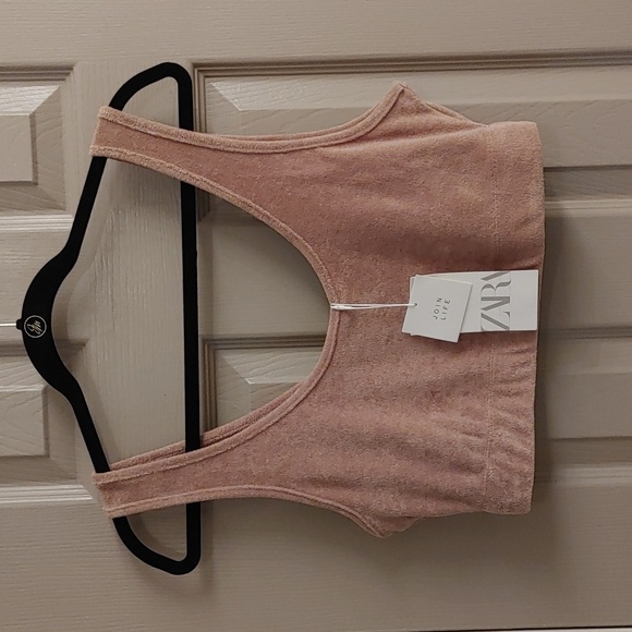 Zara Tops - NWT Women's Zara Tan Cotton Blend Crop Top Large